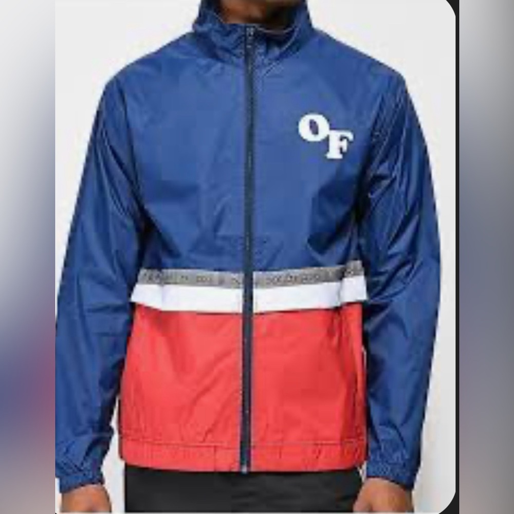 Odd Future Colorblock Windbreaker Jacket Navy Blue Red White Size L